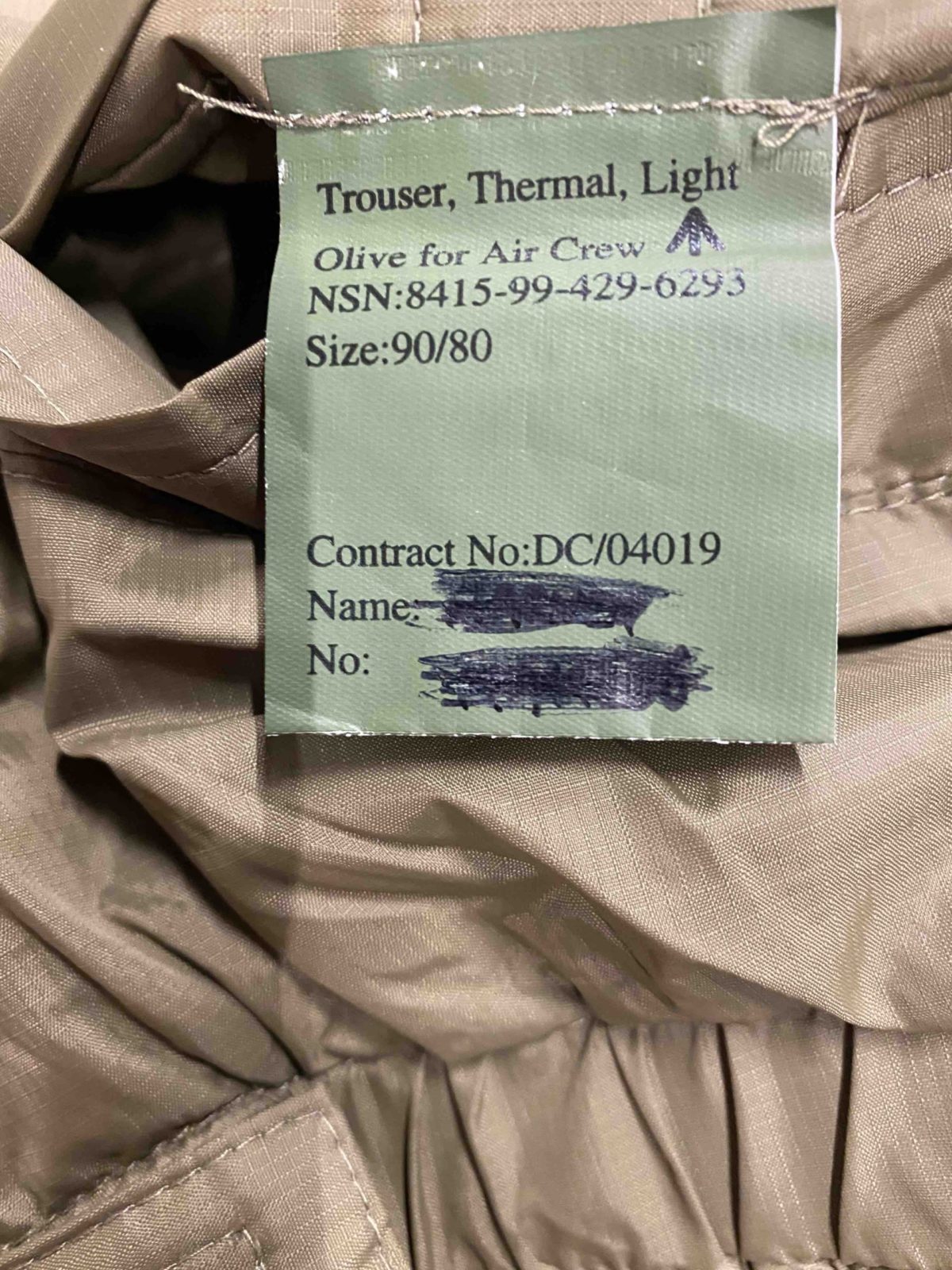 Briti Armee termopüksid Air Crew Thermal Trousers Light Olive - Image 2