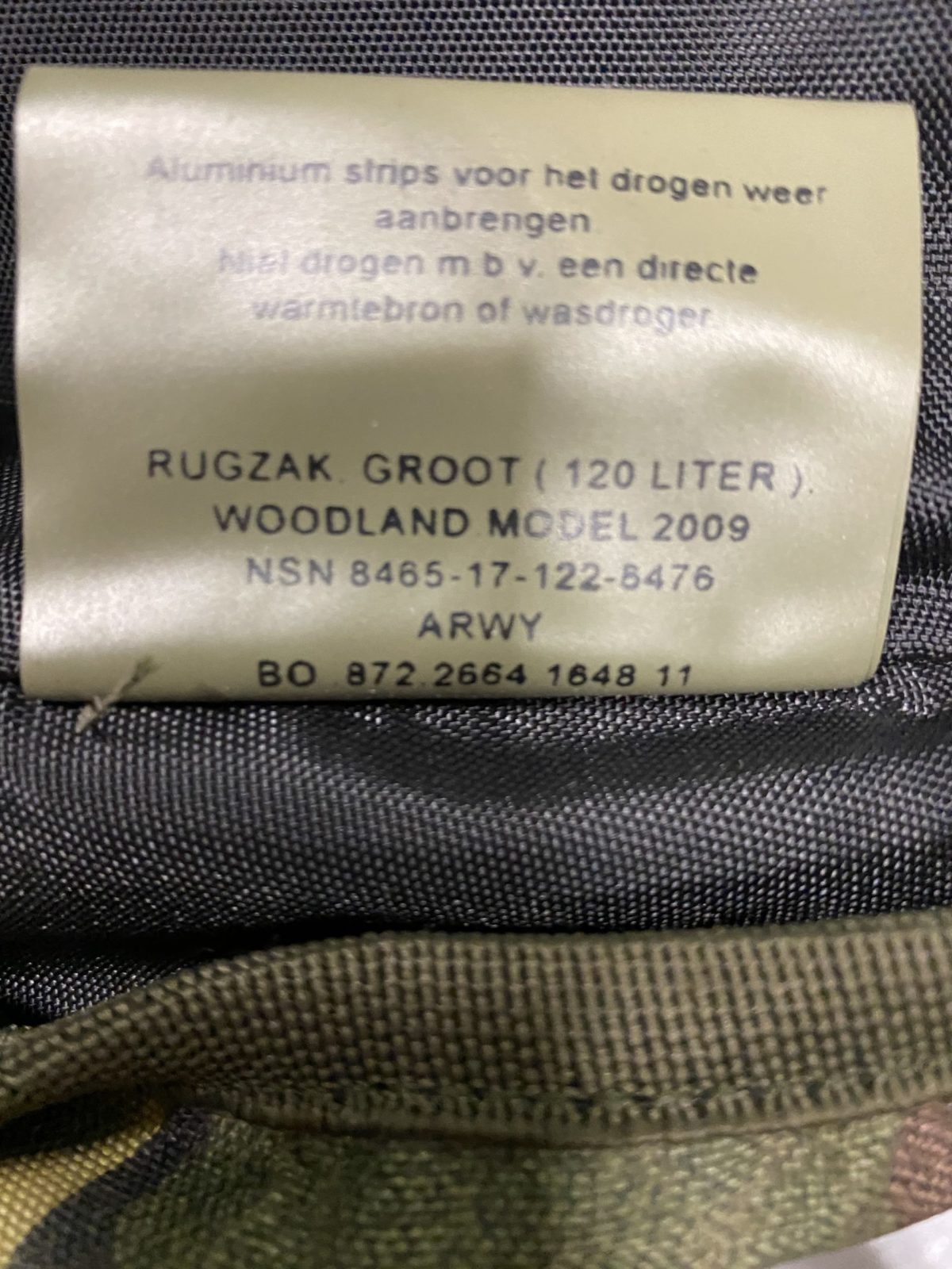 Dutch Army 120L Rucksack Woodland - Image 2