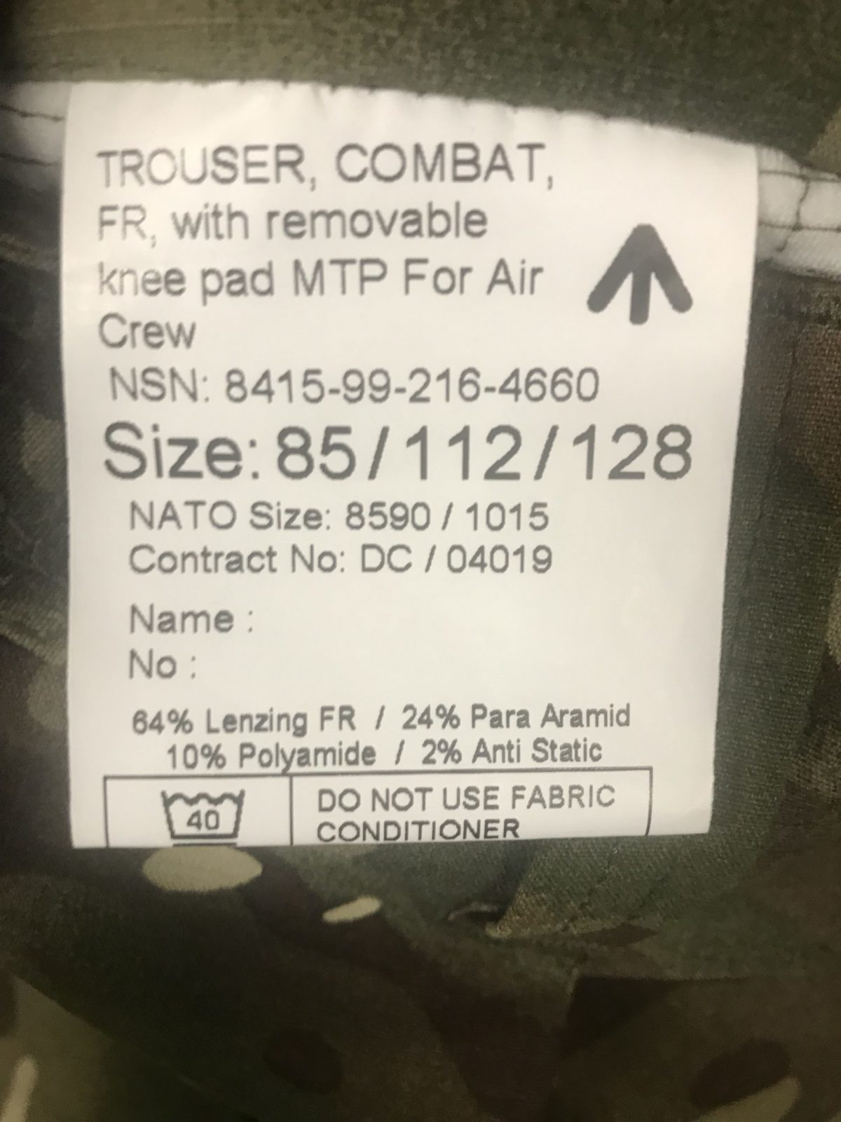 Briti Armee püksid Combat FR with Removable Knee Pad For Air Crew MTP, uued - Image 2