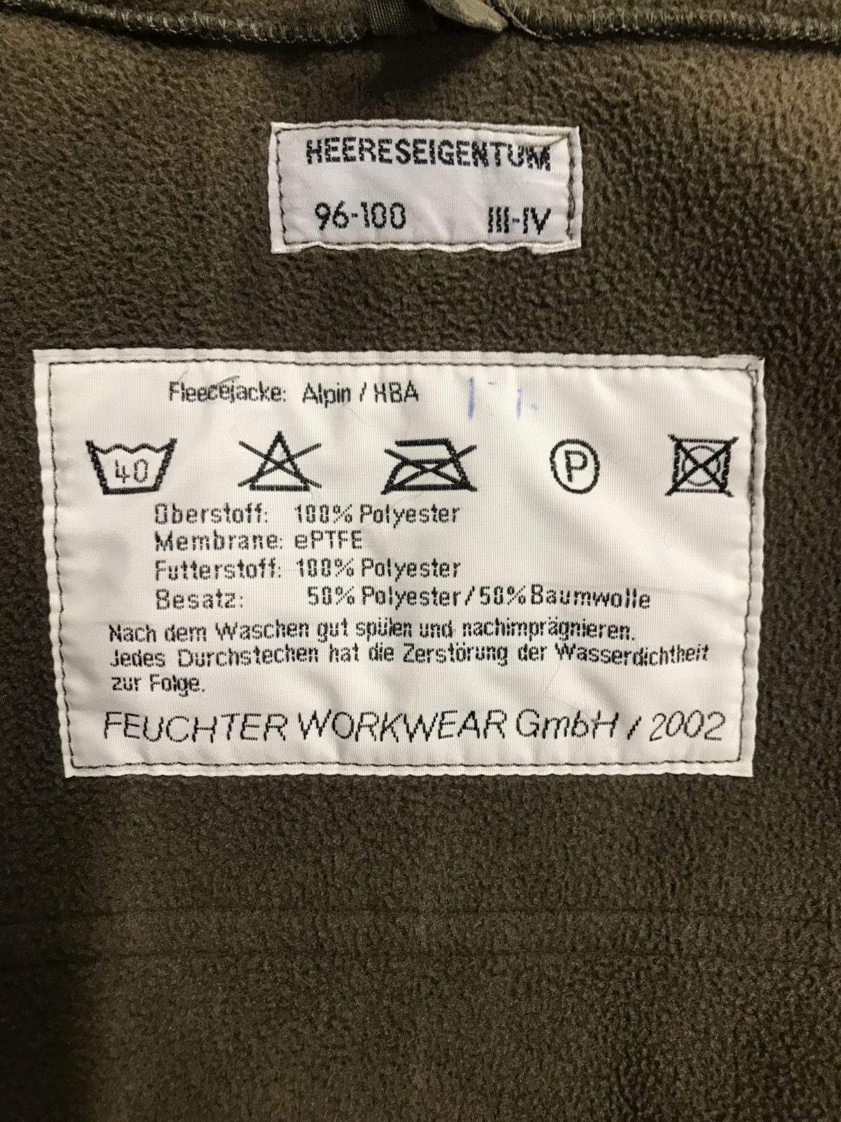 Austrian Army Fleece Jacket w. membrane, used - Image 2