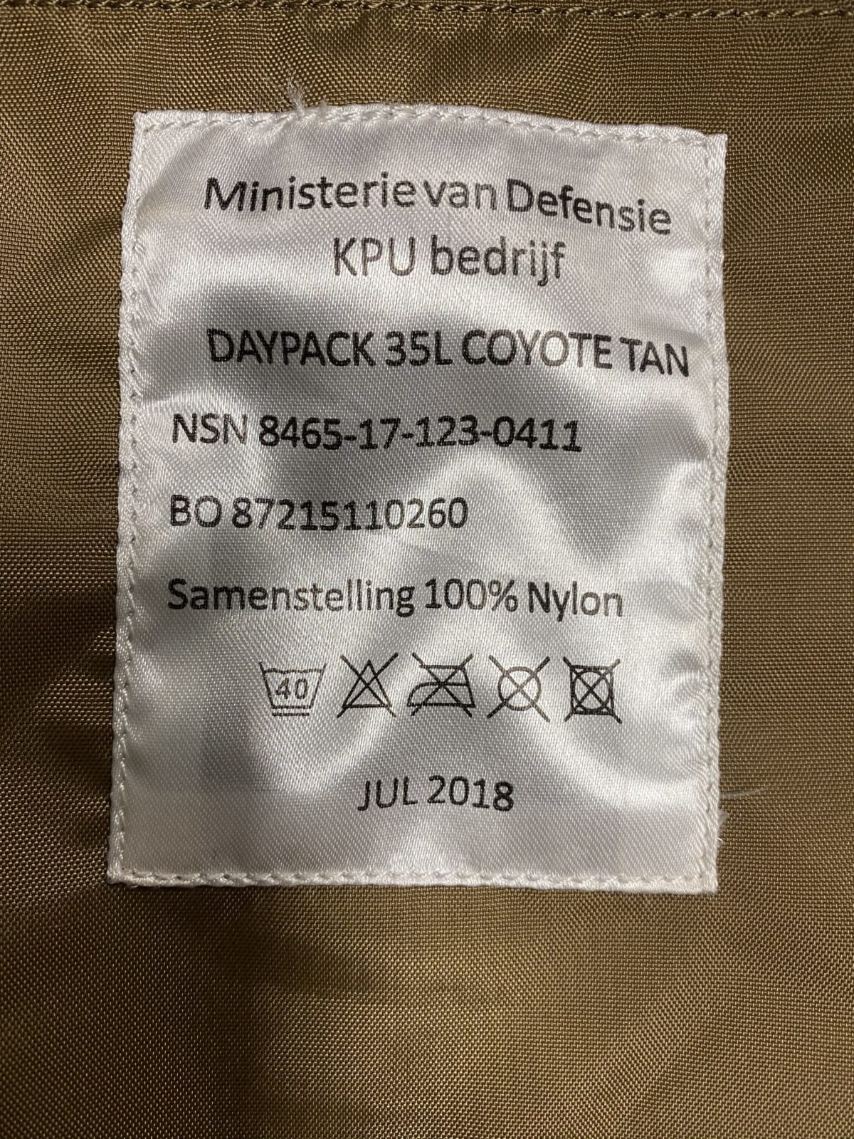 Dutch Army Daypack 35L Coyote - Image 3