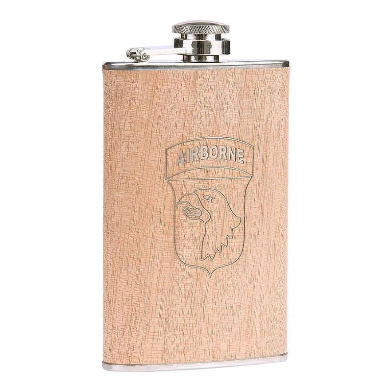 343195 Fostex® Stainless Steel Flask 5oz 101st Airborne Wood Look (1) Fostex® Stainless Steel Flask 5oz 101st Airborne Wood Look - Image 1